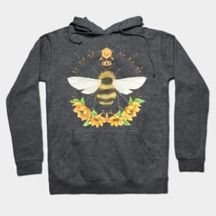 Daytime Bumble Bee with Sunflowers on Ivory Hoodie